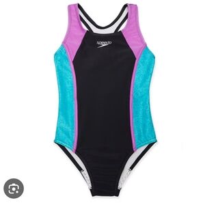 Speedo Kids One Piece - Black, Purple, and Blue Brand S Girl